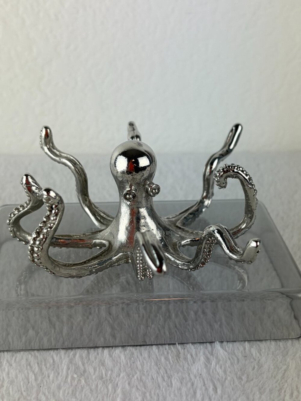 Octopus Sea Sculpture Decore Silver Metal Ring Holder, Paper weigh